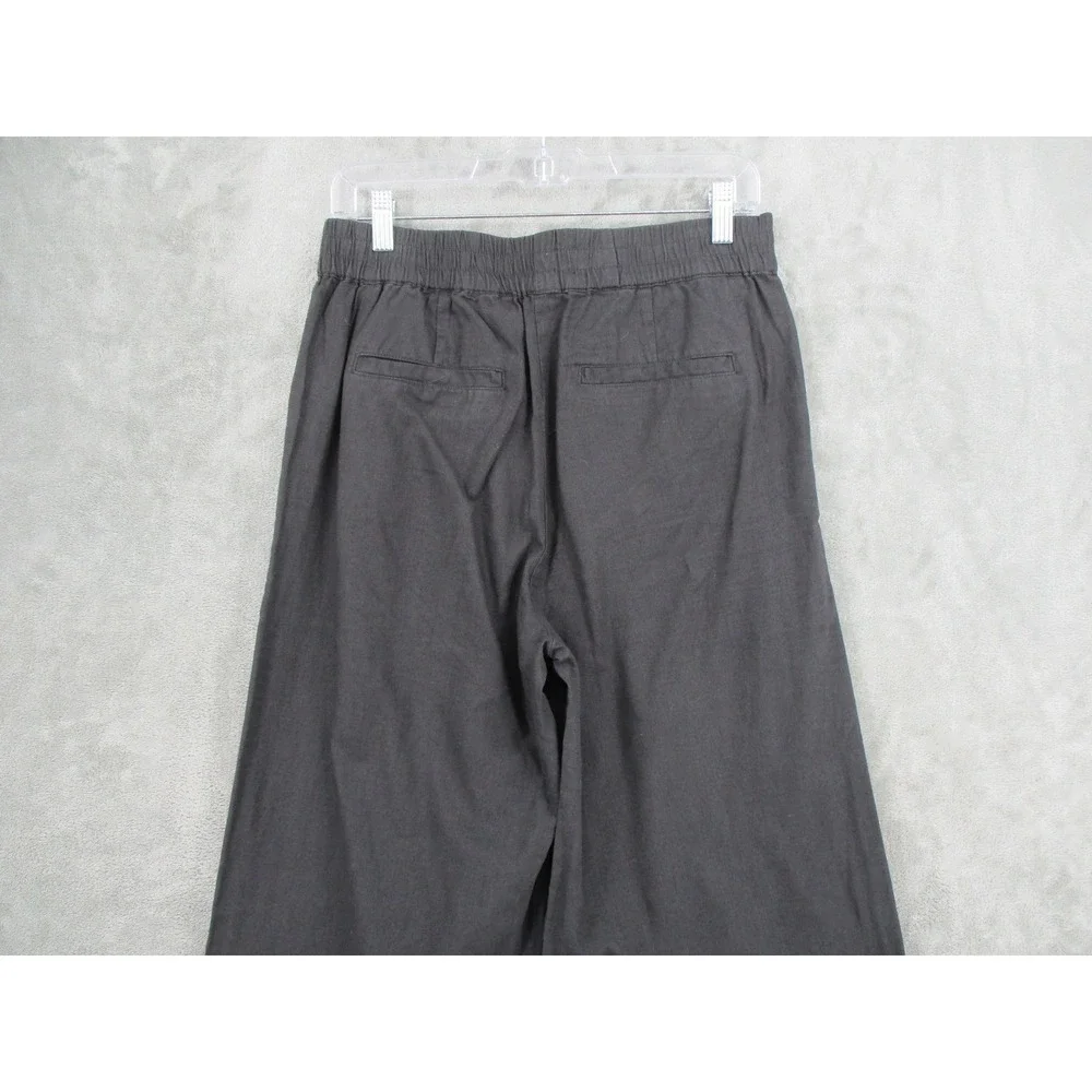 Michael Stars Pants Womens Medium Charcoal Linen Blend Wide Leg Pull On Pockets - Picture 6 of 11